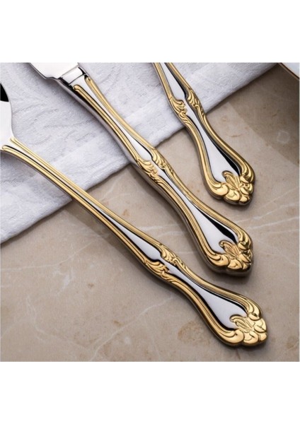 Luxury Lalezar Altın Pasta Tatlı Bıçak 12 Li Pasta Tatlı Bıçağı 1 Adet
