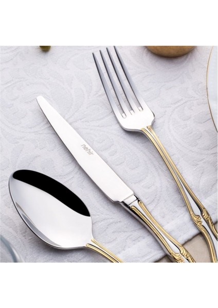 Luxury Lalezar Altın Pasta Tatlı Bıçak 12 Li Pasta Tatlı Bıçağı 1 Adet