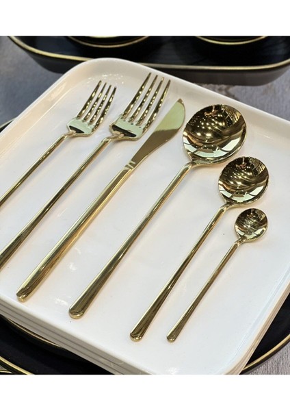 Luxury Royking 36 Parça Parlak Gold Çatal Kaşık Bıçak Takımı Ytk 010 1 Adet