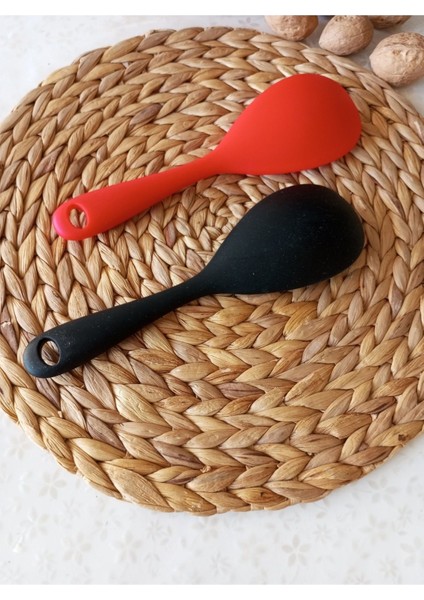 Luxury 2 Adet 22,5 cm Ultra Sert Uçlu Yuksek Isıya Dayanıklı Yanmaz Yapışmaz Silikon Pilav Kaşığı 1 Adet modelleri