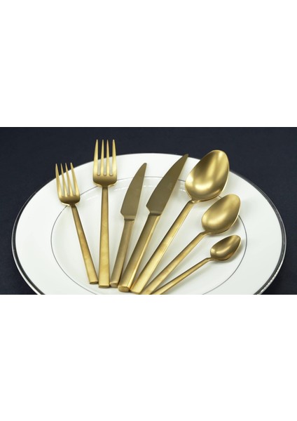 Luxury Klas Titanyum Mat Gold 6 Adet Tatlı Kaşığı 18/10 Paslanmaz Çelik 2,5 mm 1 Adet