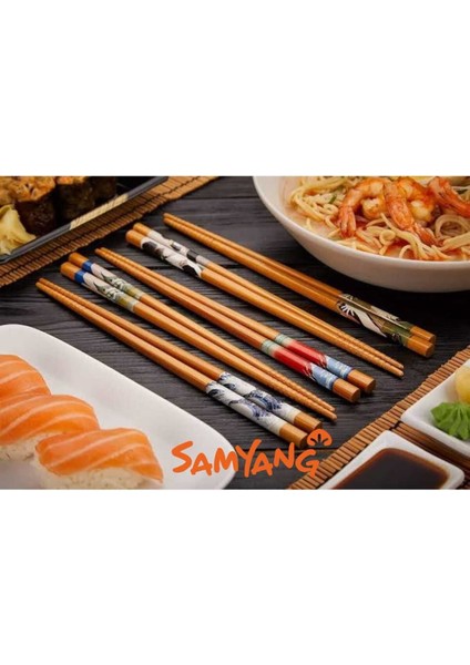 Luxury 5 Çift Desenli Yıkanabilir Kore Çin Bambu Chopsticks Yemek Çubuğu | Desenli Bambu Chopstick 1 Adet