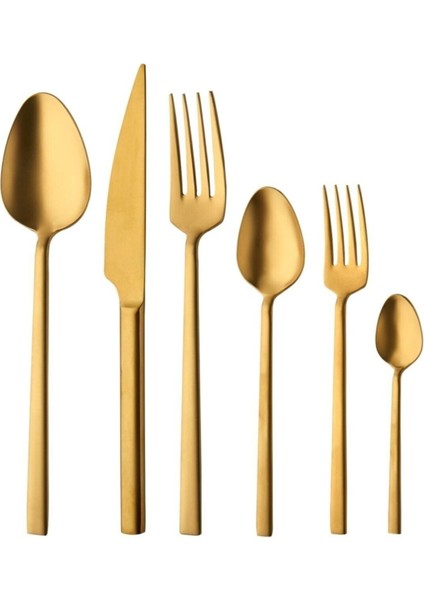 Luxury Pırlanta Mat Gold 72 Parça 12 Kişilik Çatal Kasık Bıcak Seti 1 Adet