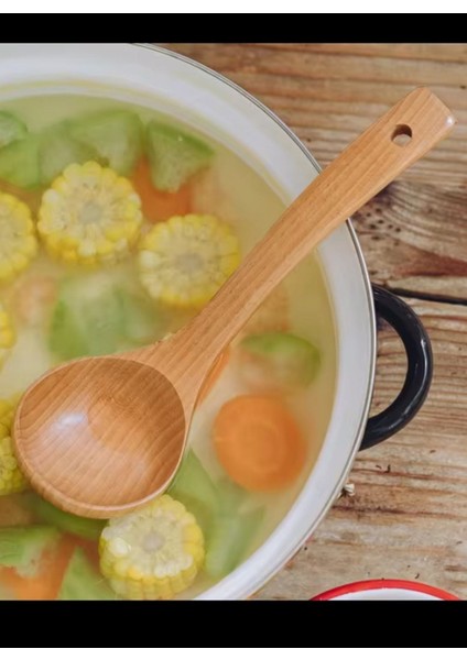 Luxury Doğal Bambu Ahşap Çorba Yemek Kepçesi 1 Adet