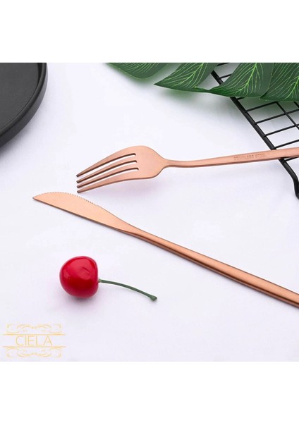 Luxury Kore Model 36 Parça 6 Kişilik Çatal Kaşık Bıçak Seti Rose Gold Yuvarlak Bakır Hediyelik Takım Kutulu 1 Adet indirimleri