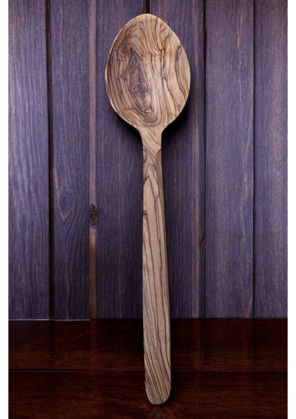 Luxury 29 cm Zeytin Kaşık, Zeytin Ağacı El Yapımı Kaşık, Çeyizlik Kaşık Set, Ahşap Kaşık 1 Adet