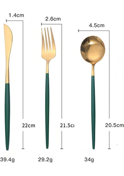 Luxury 6 Kişilik Gold Yeşil Paslanmaz Çelik 18 Parça Yuvarlak Form Çatal Bıçak Kaşık Seti 1 Adet indirimleri