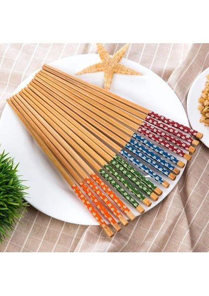 Luxury 5 Çift Desenli Yıkanabilir Kore Çin Bambu Chopsticks Yemek Çubuğu | Desenli Bambu Chopstick 1 Adet