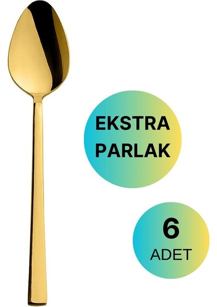 Luxury 6 Adet Lüx Parlak Gold Tatlı Kaşığı Paslanmaz Çelik Çubuk Model Altın Tatlı Kaşığı 1 Adet