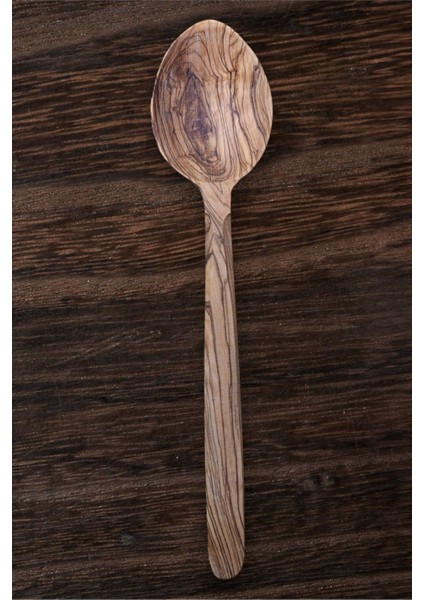 Luxury 23 cm Zeytin Kaşık, Zeytin Ağacı El Yapımı Kaşık, Çeyizlik Kaşık Set, Ahşap Kaşık 1 Adet