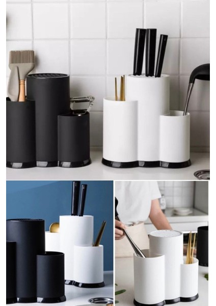 Luxury Bıçak & Mutfak Eşya Organizer Süzgeç Kaşık Çırpıcı Saklama Düzenleyici 3 Bölmeli Bıçak Standı Şıklık 1 Adet fiyatları