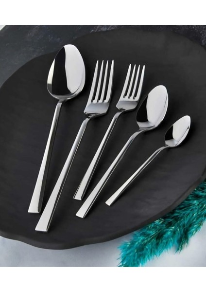 Luxury Pırlanta 12 Parça Yemek Takımı Seti (6 Adet Yemek Kaşığı + 6 Adet Yemek Çatalı) 1 Adet