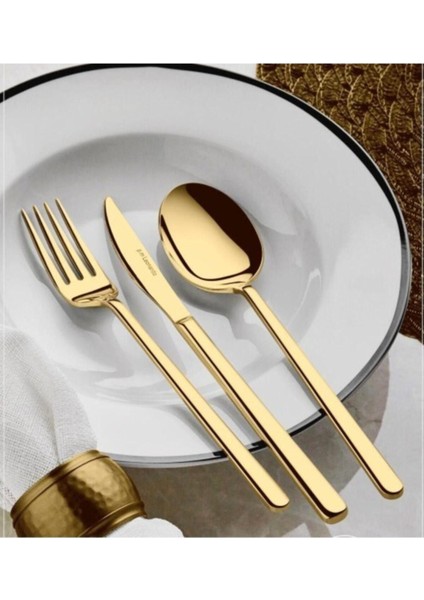Luxury Rüya Gold Titanyum 24 Parça 6 Kişilik Çatal Kaşık Seti 1 Adet