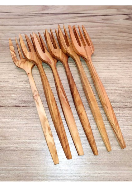 Luxury 2'er Adet Ahşap Zeytin Ağacı Çatal ve Bıçak 1 Adet
