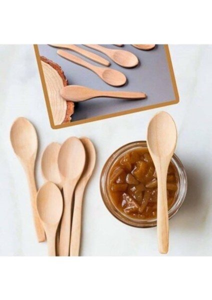Luxury 6 Lı Bambu Ahşap Tatlı Bal Kaşığı 16 cm 1 Adet