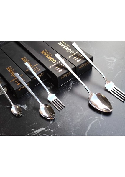 Luxury Kaliteli ve Şık 2,5 mm Çelik Çatal Kaşık Takımı Sofranız Için 30PARÇA Set 1 Adet