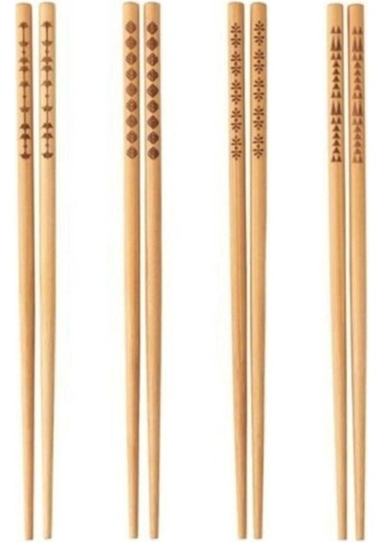 Luxury 4 Çift Yıkanabilir Bambu Chopstıck Japon Çin Yemek Çubuğu Uzunluk: 24 cm 1 Adet