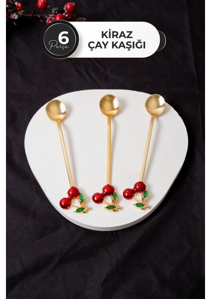 Luxury 6 Adet Kiraz Model Metal Çay Kaşığı - Şık ve Dayanıklı Tasarım 1 Adet