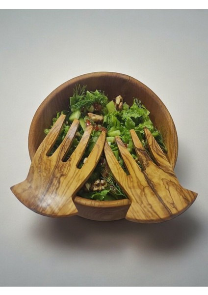 Luxury Zeytin Ağacı El Yapımı Tahta Salata Servis Çatalı 2 Adet 1 Adet