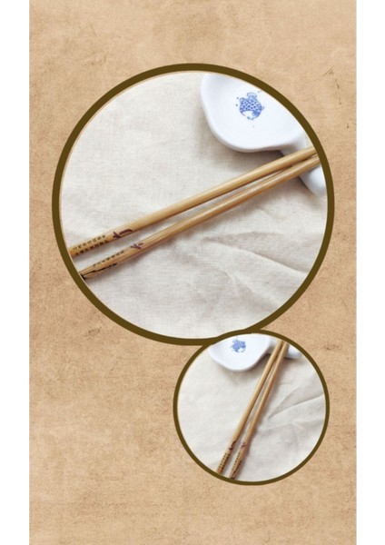 Luxury Bambu - Desenli 2'li Chopsticks Yemek Çubuğu 1 Adet