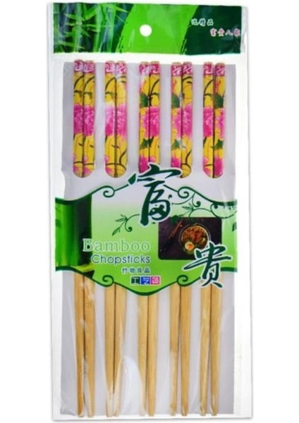 Luxury DMR-2241 Bamboo Chopstick 5 Li Desenli Yıkanabilir Çubuk Suşi Ramen Noodle Yeme Çubuğu 1 Adet
