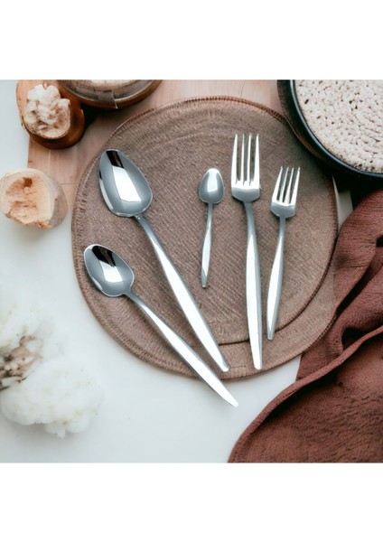 Luxury 60 Parça 12 Kişilik Natural Çatal Kaşık Takımı - Sivri Model 1 Adet