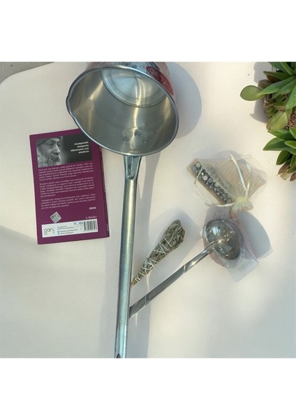 Luxury Kurşun Dökme Seti Eritme Kurşun 200GR -Kepçe -Saplı Su Kabı Üzerlik Tütsü Nazar Için Set 1 Adet