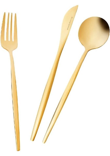 Luxury Orion Shiny Gold 30 Parça 6 Kişilik Çatal Kaşık Bıçak Seti 1 Adet