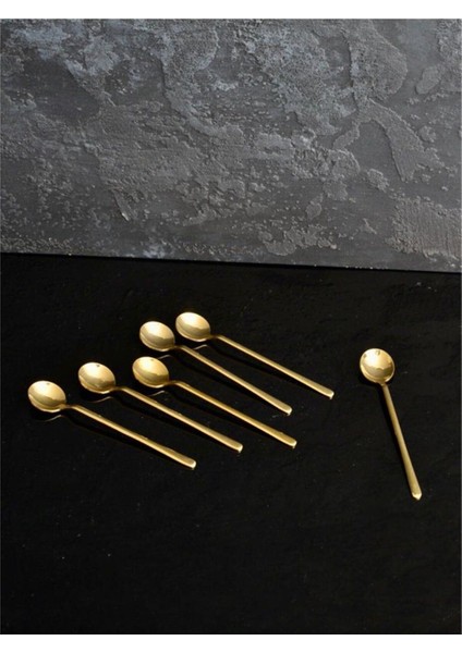 Luxury Dmr Life Madrid Titanyum Gold 6 Adet Çay - Nescafe Kahve Kaşık 1 Adet