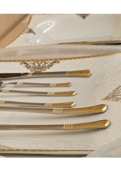 Luxury Saray Gold 12 Kişilik 72 Parça Çatal & Bıçak & Kaşık Takımı 1 Adet fiyatları