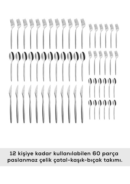 Luxury Std Lizbon 60 Parça 12 Kişilik Çatal Kaşık Bıçak Takımı Klasik 1 Adet