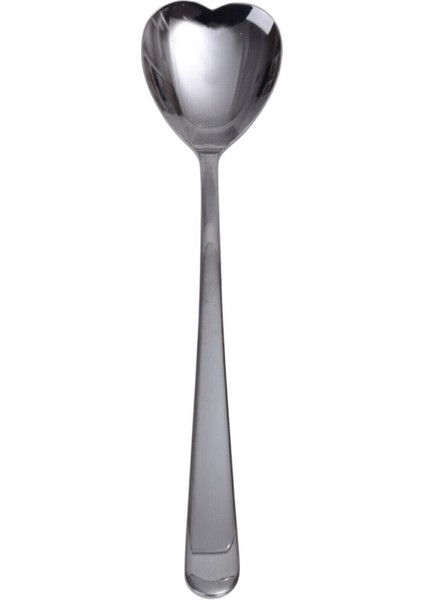 Luxury Paslanmaz Çelik Kalp Şekilli Dondurma Pasta Tatlı Nescafe Kahve Kaşığı Seti 6'lı 18CM 1 Adet