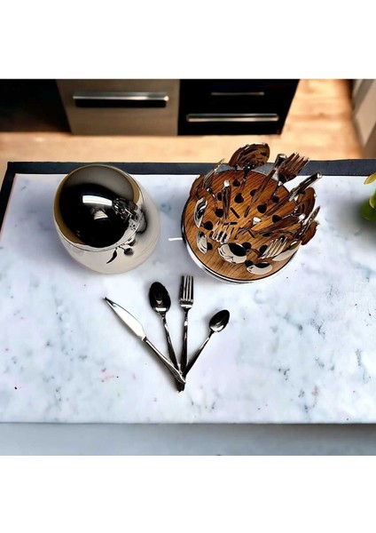 Luxury Silver Egg Standlı 24 Parça Çatal Kaşık Bıçak Takımı 1 Adet fiyatları