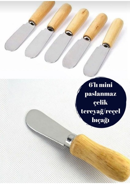 Luxury 10 Parça 6 Adet Mini Bambu Tereyağ Recel Bıçağı 4 Adet Peynir Bıçak Seti 1 Adet