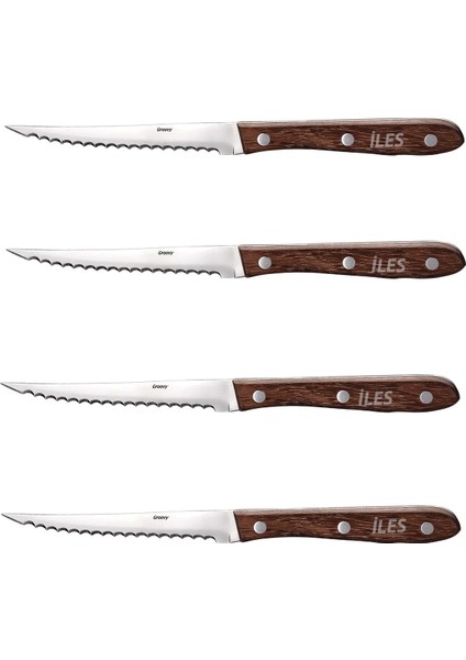 Luxury Groovy Gül Saplı Steak Bıçak 4 Adet 1 Adet