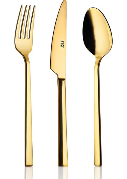 Luxury Klas Titanyum Parlak Gold 18 Parça Çatal Kaşık Bıçak Takımı 18/10 Paslanmaz Çelik 1 Adet