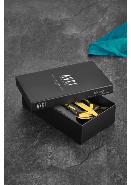 Luxury Klas Titanyum Parlak Gold 18 Parça Çatal Kaşık Bıçak Takımı 18/10 Paslanmaz Çelik 1 Adet