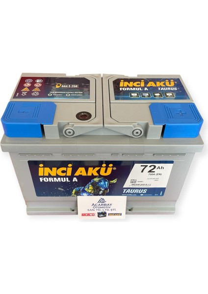 Inci Akü 12V 72 Amper 700A En Üretim Yılı 2024
