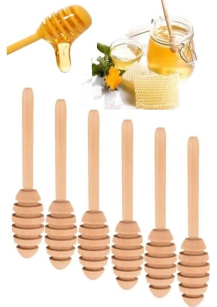 Luxury 6 Adet Ahşap Dekoratif Organik Bal Kaşığı Seti 16CM 1 Adet
