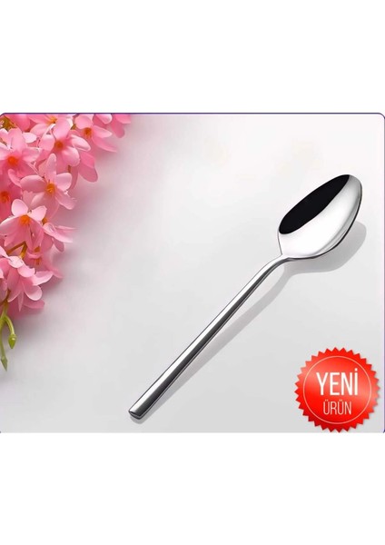 Luxury 6 Adet Yemek Kaşığı Lüks Düz Çubuk Model (Paslanmaz Çelik) 1 Adet