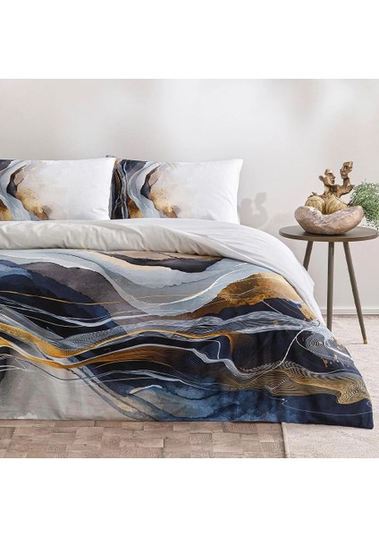 Özdilek Çift Kişilik Saten Nevresim Takımı Softlife Mavi Sumie