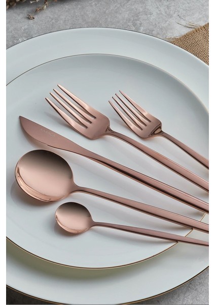 Luxury Orion Rosegold 30 Parça 6 Kişilik Çatal Kaşık Bıçak Seti 1 Adet