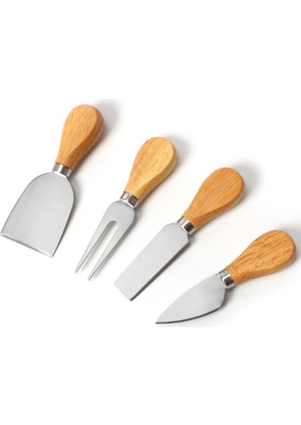 Luxury Bambu Saplı 4’lü Çelik Peynir Bıçağı Seti-Mini Bıçak, Tereyağı Bıçağı, Spatula ve Çatal 1 Adet fiyatları
