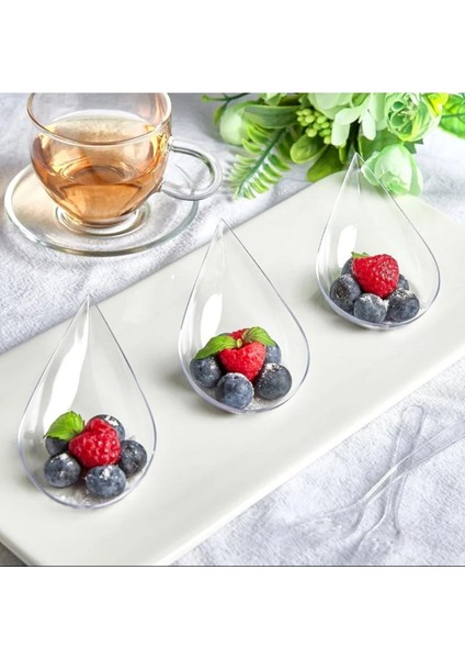 Luxury Sunumluk & Ikramlık & Kahve Yanı & Damla Kaşık Şeffaf 12 Adet 1 Adet