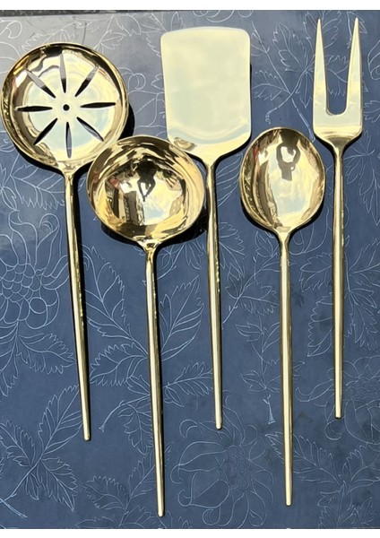 Luxury 5 Parça Elit Servis Takım Gold 18/10 1 Adet