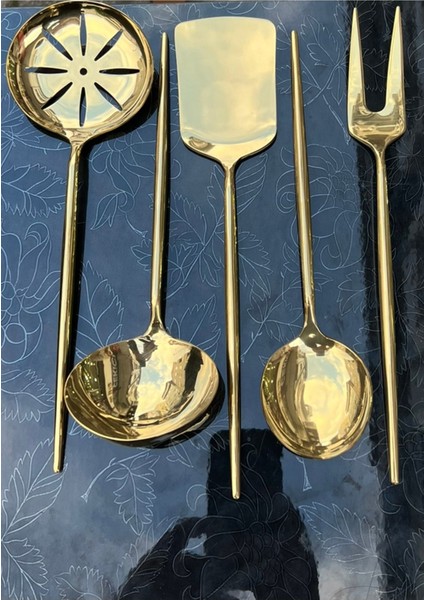 Luxury 5 Parça Elit Servis Takım Gold 18/10 1 Adet