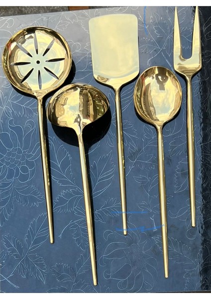 Luxury 5 Parça Elit Servis Takım Gold 18/10 1 Adet