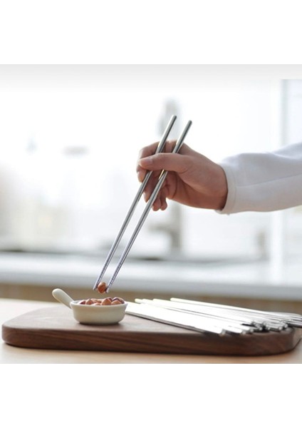 Luxury 5 Çift Metal Chopstick Paslanmaz Çelik Çin Çubuğu Yemek Çubukları ( 10 Adet ) 1 Adet