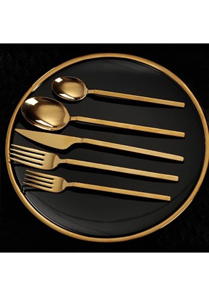 Luxury Elmas Gold 6 Adet Tatlı Kaşık 1 Adet
