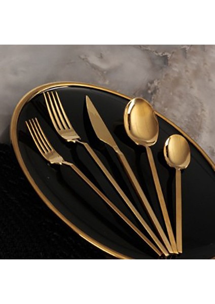 Luxury Elmas Gold 6 Adet Tatlı Kaşık 1 Adet